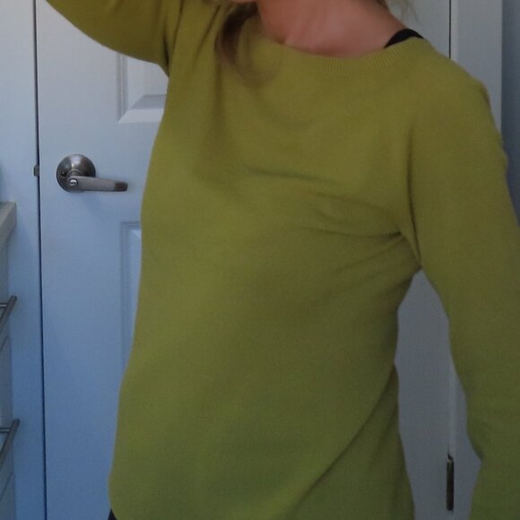 Talbot's Petite Leaf Green LS boat neck cotton sweater, size S - Picture 7 of 8